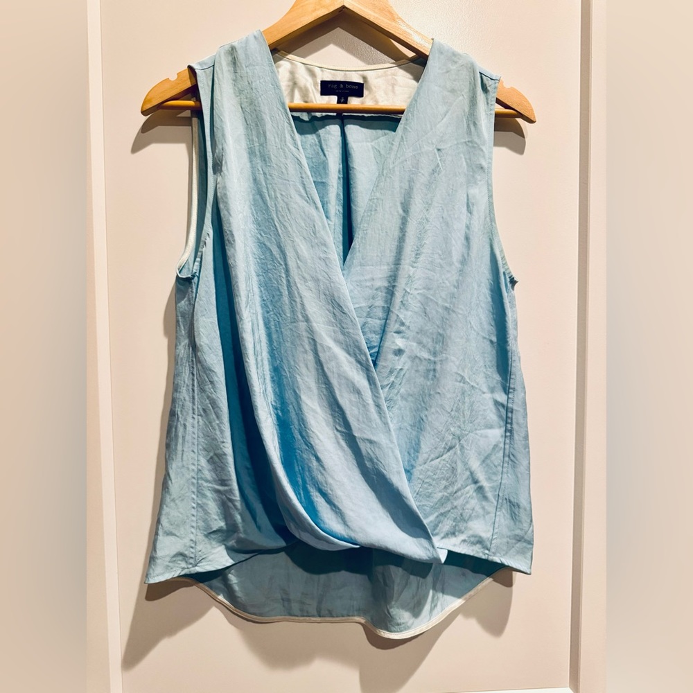 Rag & Bone Satin/Silk Drape Tank with Snap Enclosure